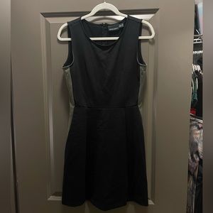 Black dress with color block stripe down the side